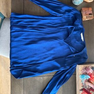 Trina Turk blue silk blouse